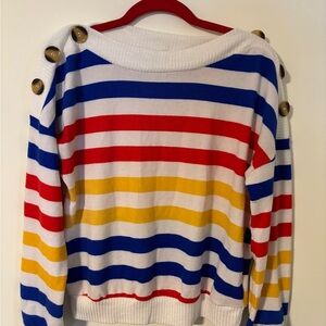 Striped Multicolor Sweater with Button Detail
